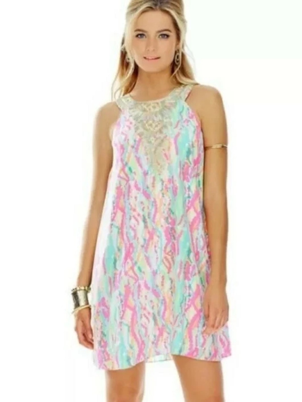 Lilly Pulitzer Cadence Silk Multicolor Swing Dress Size Small - Picture 2 of 9